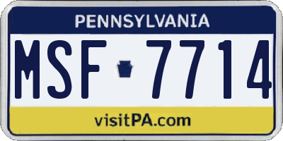 PA license plate MSF7714