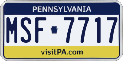 PA license plate MSF7717
