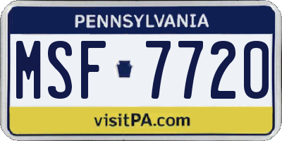 PA license plate MSF7720