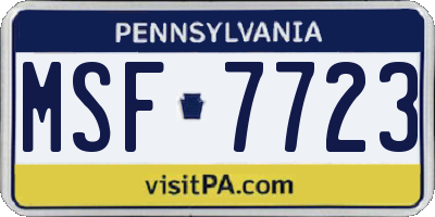 PA license plate MSF7723