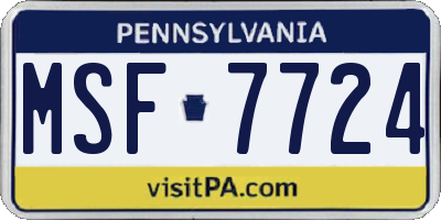 PA license plate MSF7724