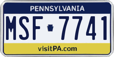 PA license plate MSF7741