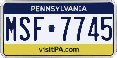 PA license plate MSF7745
