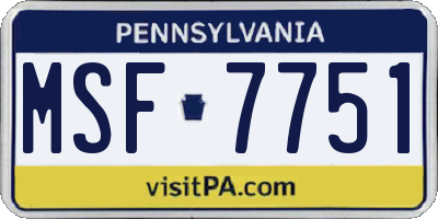 PA license plate MSF7751