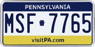PA license plate MSF7765