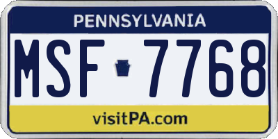 PA license plate MSF7768