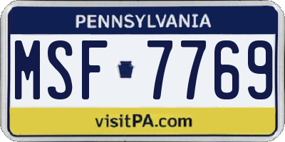 PA license plate MSF7769