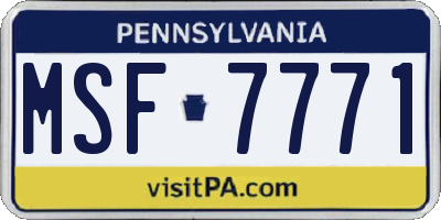 PA license plate MSF7771