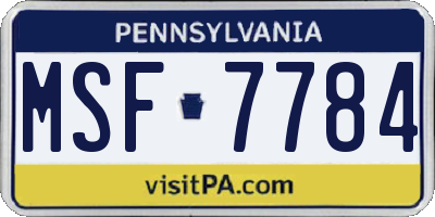 PA license plate MSF7784