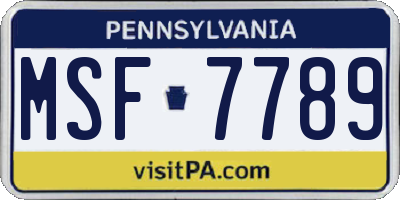 PA license plate MSF7789