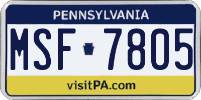 PA license plate MSF7805