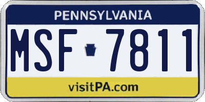 PA license plate MSF7811