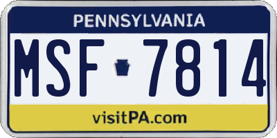 PA license plate MSF7814