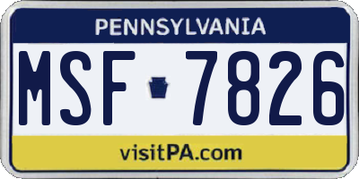PA license plate MSF7826
