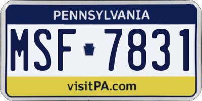 PA license plate MSF7831