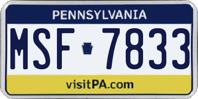 PA license plate MSF7833