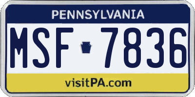PA license plate MSF7836