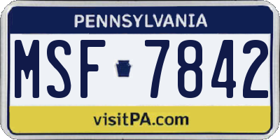 PA license plate MSF7842