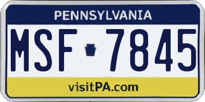 PA license plate MSF7845