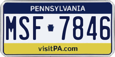 PA license plate MSF7846