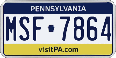 PA license plate MSF7864