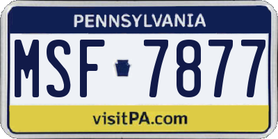 PA license plate MSF7877