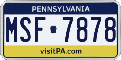 PA license plate MSF7878