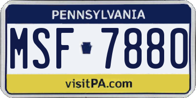 PA license plate MSF7880