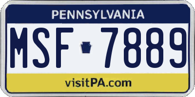 PA license plate MSF7889