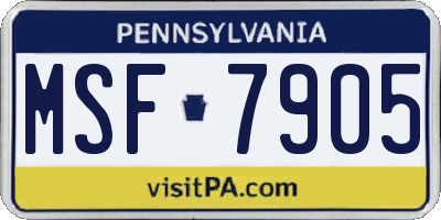 PA license plate MSF7905