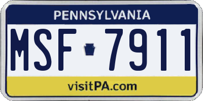 PA license plate MSF7911