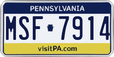 PA license plate MSF7914