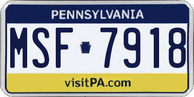 PA license plate MSF7918