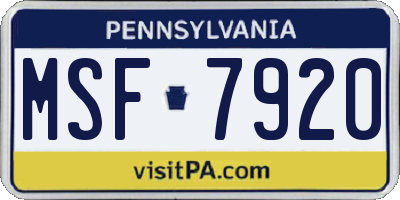 PA license plate MSF7920