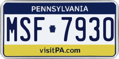 PA license plate MSF7930