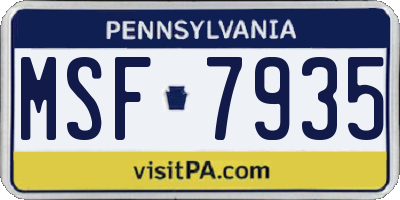 PA license plate MSF7935