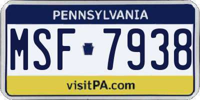 PA license plate MSF7938