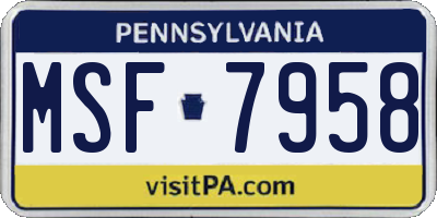 PA license plate MSF7958