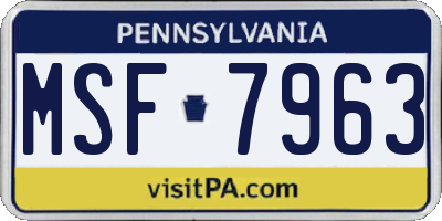 PA license plate MSF7963