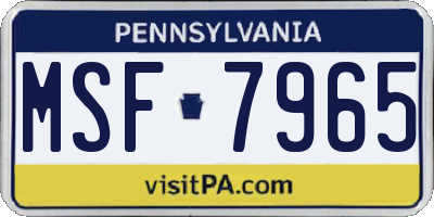 PA license plate MSF7965