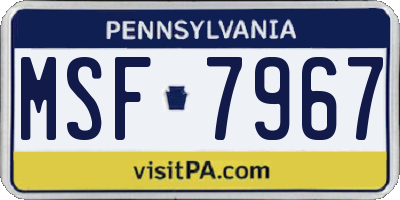PA license plate MSF7967