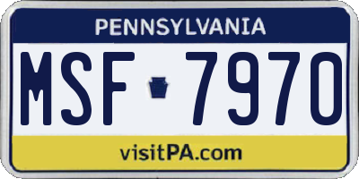 PA license plate MSF7970