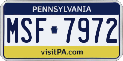 PA license plate MSF7972