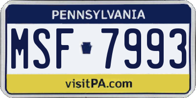 PA license plate MSF7993