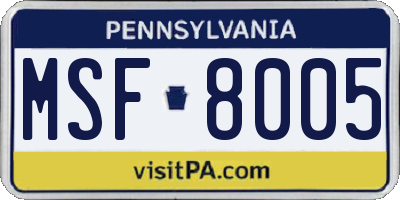 PA license plate MSF8005