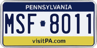 PA license plate MSF8011