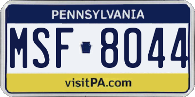 PA license plate MSF8044