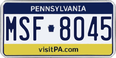 PA license plate MSF8045