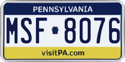 PA license plate MSF8076