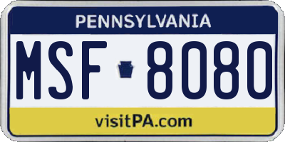 PA license plate MSF8080